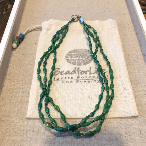 Bead for Life LEENA Green 3-Strand Boho Necklace - Picture 6 of 8